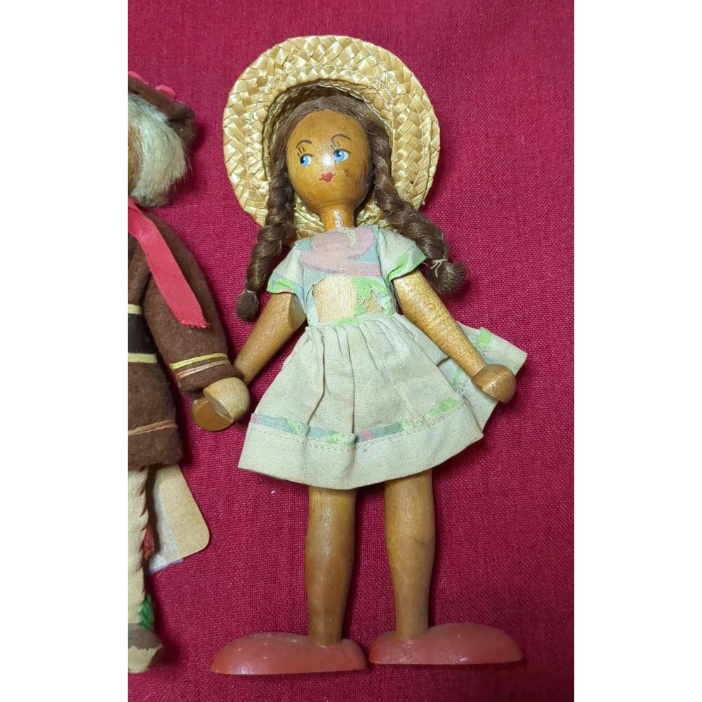 50s-60s Wooden Peg Dolls Polish Boy & Girl Traditional Folk Art - Picture 2 of 7